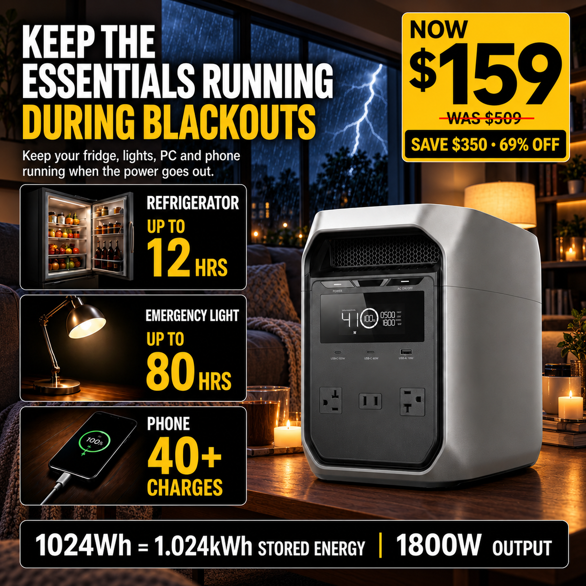 1024Wh Portable Power Station